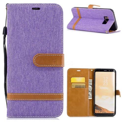 Jeans Cowboy Denim Leather Wallet Case for Samsung Galaxy S8 Plus S8+ - Purple