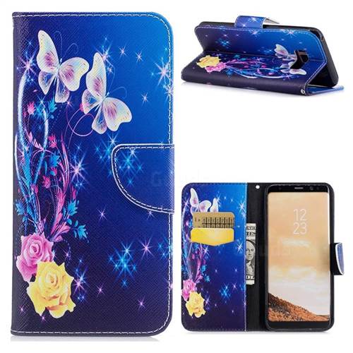 Yellow Flower Butterfly Leather Wallet Case for Samsung Galaxy S8 Plus S8+