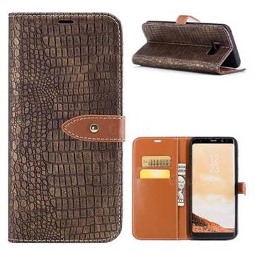 Luxury Retro Crocodile PU Leather Wallet Case for Samsung Galaxy S8 Plus S8+ - Gold