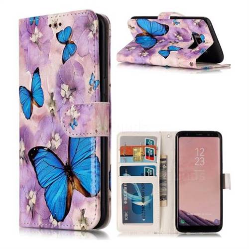 Purple Flowers Butterfly 3D Relief Oil PU Leather Wallet Case for Samsung Galaxy S8 Plus S8+
