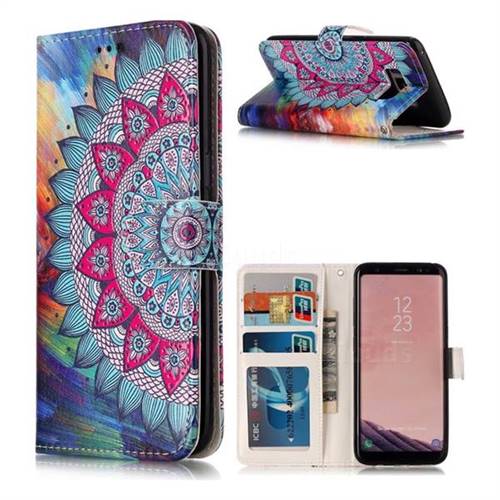 Mandala Flower 3D Relief Oil PU Leather Wallet Case for Samsung Galaxy S8 Plus S8+