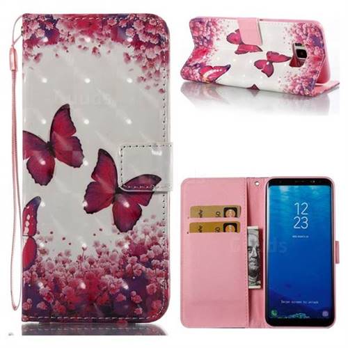 Rose Butterfly 3D Painted Leather Wallet Case for Samsung Galaxy S8 Plus S8+