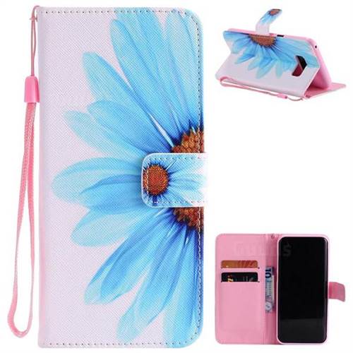 Blue Sunflower PU Leather Wallet Case for Samsung Galaxy S8 Plus S8+