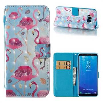 Foraging Flamingo 3D Painted Leather Wallet Case for Samsung Galaxy S8 Plus S8+