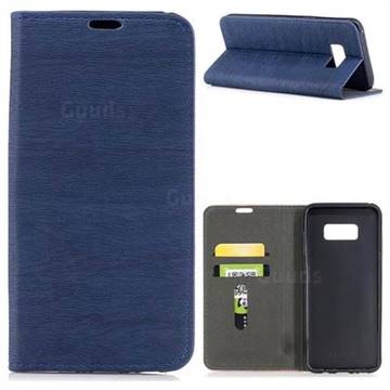 Tree Bark Pattern Automatic suction Leather Wallet Case for Samsung Galaxy S8 Plus S8+ - Blue