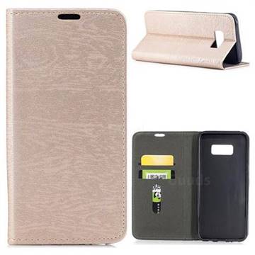 Tree Bark Pattern Automatic suction Leather Wallet Case for Samsung Galaxy S8 Plus S8+ - Champagne Gold