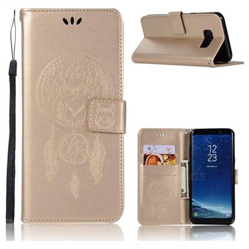 Intricate Embossing Owl Campanula Leather Wallet Case for Samsung Galaxy S8 Plus S8+ - Champagne