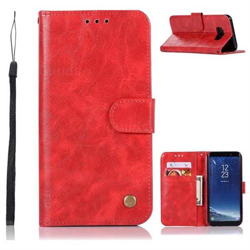 Luxury Retro Leather Wallet Case for Samsung Galaxy S8 Plus S8+ - Red