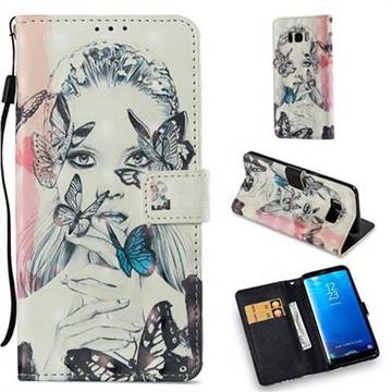Girl and Butterfly 3D Painted Leather Wallet Case for Samsung Galaxy S8 Plus S8+
