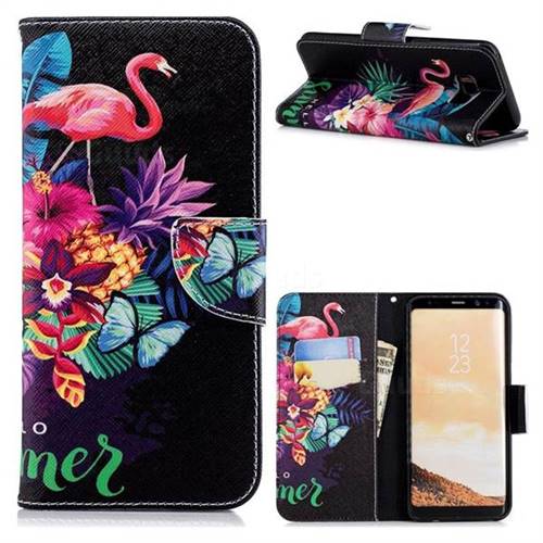 Flowers Flamingos Leather Wallet Case for Samsung Galaxy S8 Plus S8+