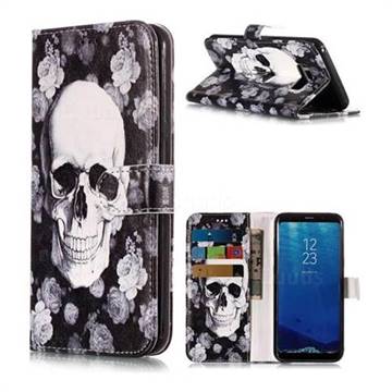Rose Flower Skull PU Leather Wallet Phone Case for Samsung Galaxy S8 Plus S8+