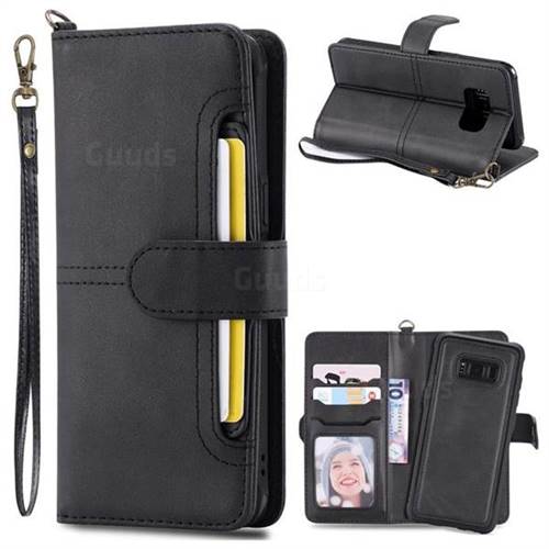 Retro Multi-functional Aristocratic Demeanor Detachable Leather Wallet Phone Case for Samsung Galaxy S8 Plus S8+ - Black