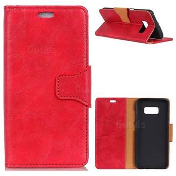MURREN Luxury Crazy Horse PU Leather Wallet Phone Case for Samsung Galaxy S8 Plus S8+ - Red