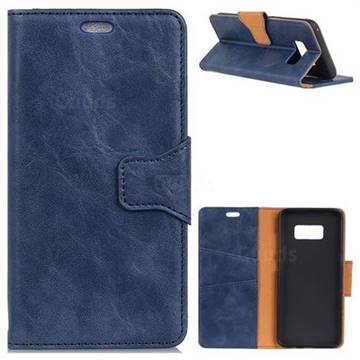MURREN Luxury Crazy Horse PU Leather Wallet Phone Case for Samsung Galaxy S8 Plus S8+ - Blue
