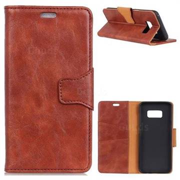 MURREN Luxury Crazy Horse PU Leather Wallet Phone Case for Samsung Galaxy S8 Plus S8+ - Brown