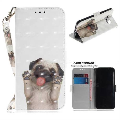 Pug Dog 3D Painted Leather Wallet Phone Case for Samsung Galaxy S8 Plus S8+