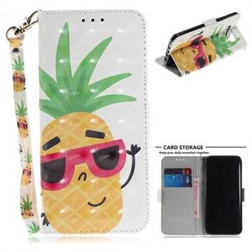 Pineapple Glasses 3D Painted Leather Wallet Phone Case for Samsung Galaxy S8 Plus S8+
