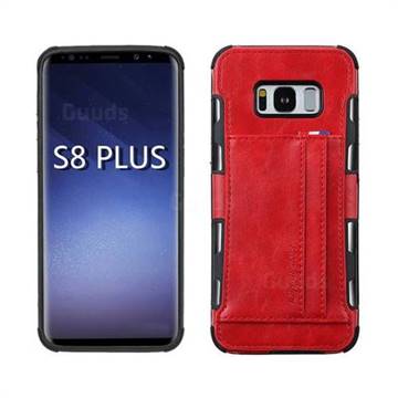 Luxury Shatter-resistant Leather Coated Card Phone Case for Samsung Galaxy S8 Plus S8+ - Red
