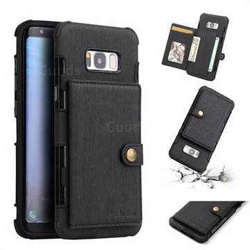 Brush Multi-function Leather Phone Case for Samsung Galaxy S8 Plus S8+ - Black