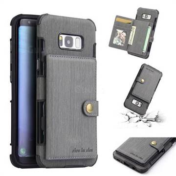 Brush Multi-function Leather Phone Case for Samsung Galaxy S8 Plus S8+ - Gray