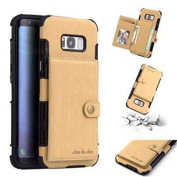 Brush Multi-function Leather Phone Case for Samsung Galaxy S8 Plus S8+ - Golden