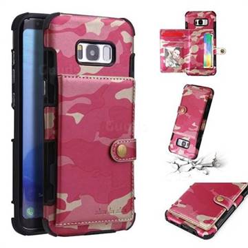 Camouflage Multi-function Leather Phone Case for Samsung Galaxy S8 Plus S8+ - Rose