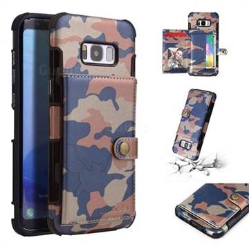 Camouflage Multi-function Leather Phone Case for Samsung Galaxy S8 Plus S8+ - Blue