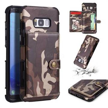Camouflage Multi-function Leather Phone Case for Samsung Galaxy S8 Plus S8+ - Coffee