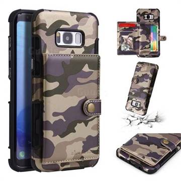 Camouflage Multi-function Leather Phone Case for Samsung Galaxy S8 Plus S8+ - Purple