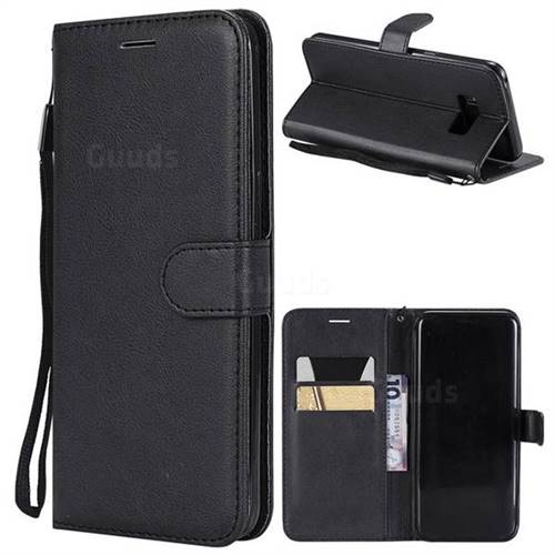 Retro Greek Classic Smooth PU Leather Wallet Phone Case for Samsung Galaxy S8 Plus S8+ - Black