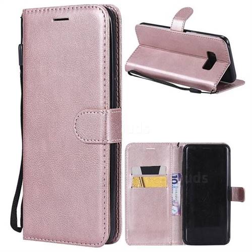 Retro Greek Classic Smooth PU Leather Wallet Phone Case for Samsung Galaxy S8 Plus S8+ - Rose Gold