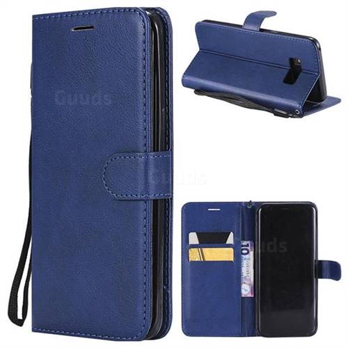 Retro Greek Classic Smooth PU Leather Wallet Phone Case for Samsung Galaxy S8 Plus S8+ - Blue