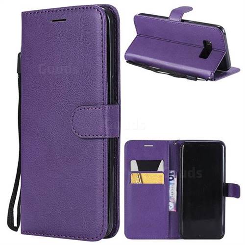 Retro Greek Classic Smooth PU Leather Wallet Phone Case for Samsung Galaxy S8 Plus S8+ - Purple