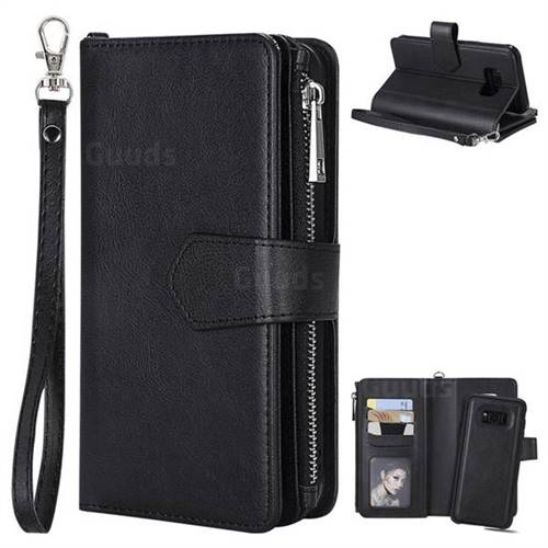 Retro Luxury Multifunction Zipper Leather Phone Wallet for Samsung Galaxy S8 Plus S8+ - Black