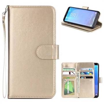 9 Card Photo Frame Smooth PU Leather Wallet Phone Case for Samsung Galaxy S8 Plus S8+ - Golden