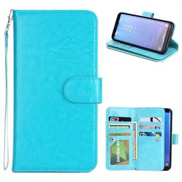 9 Card Photo Frame Smooth PU Leather Wallet Phone Case for Samsung Galaxy S8 Plus S8+ - Blue