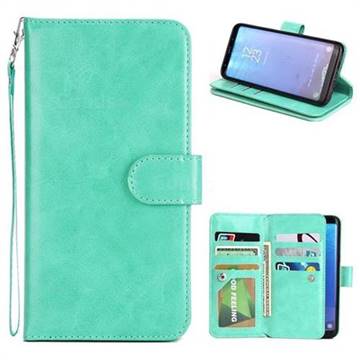 9 Card Photo Frame Smooth PU Leather Wallet Phone Case for Samsung Galaxy S8 Plus S8+ - Mint Green