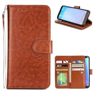 9 Card Photo Frame Smooth PU Leather Wallet Phone Case for Samsung Galaxy S8 Plus S8+ - Brown