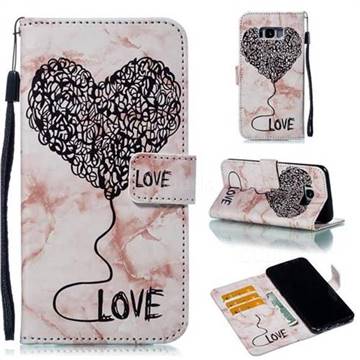 Marble Heart PU Leather Wallet Phone Case for Samsung Galaxy S8 Plus S8+ - Purple
