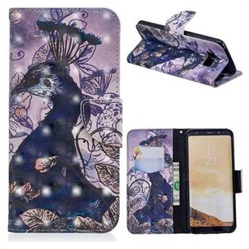 Purple Peacock 3D Painted Leather Wallet Phone Case for Samsung Galaxy S8 Plus S8+
