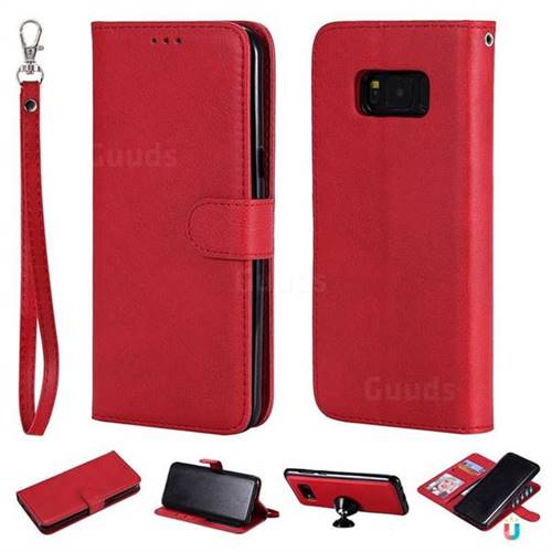 Retro Greek Detachable Magnetic PU Leather Wallet Phone Case for Samsung Galaxy S8 Plus S8+ - Red