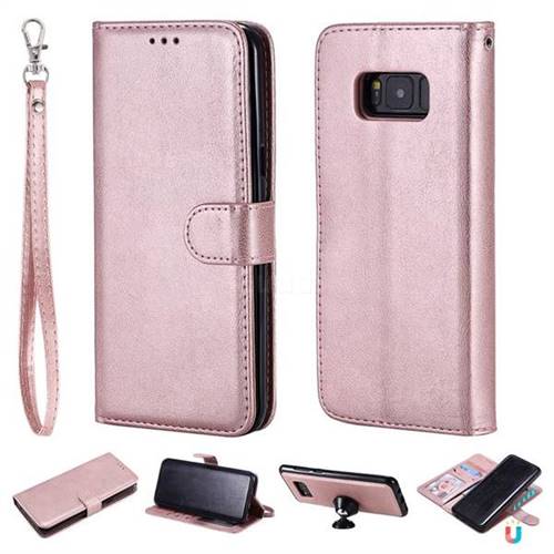 Retro Greek Detachable Magnetic PU Leather Wallet Phone Case for Samsung Galaxy S8 Plus S8+ - Rose Gold