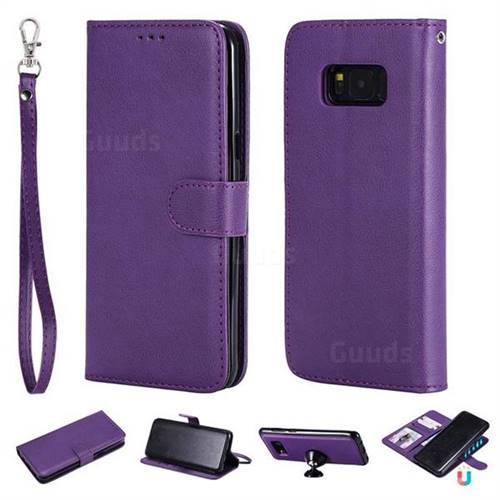 Retro Greek Detachable Magnetic PU Leather Wallet Phone Case for Samsung Galaxy S8 Plus S8+ - Purple
