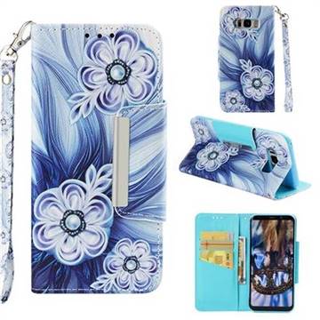 Button Flower Big Metal Buckle PU Leather Wallet Phone Case for Samsung Galaxy S8 Plus S8+
