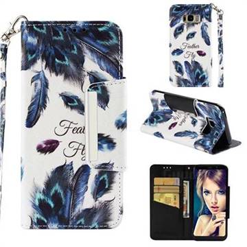 Peacock Feather Big Metal Buckle PU Leather Wallet Phone Case for Samsung Galaxy S8 Plus S8+