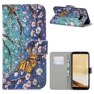 Blue Butterfly 3D Painted Leather Phone Wallet Case for Samsung Galaxy S8 Plus S8+