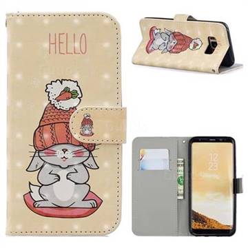Hello Rabbit 3D Painted Leather Phone Wallet Case for Samsung Galaxy S8 Plus S8+
