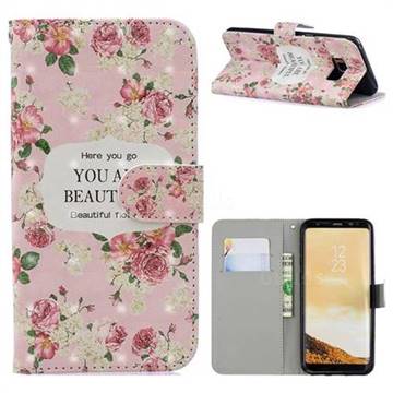Butterfly Flower 3D Painted Leather Phone Wallet Case for Samsung Galaxy S8 Plus S8+