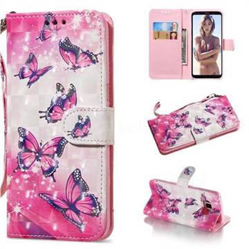 Pink Butterfly 3D Painted Leather Wallet Phone Case for Samsung Galaxy S8 Plus S8+