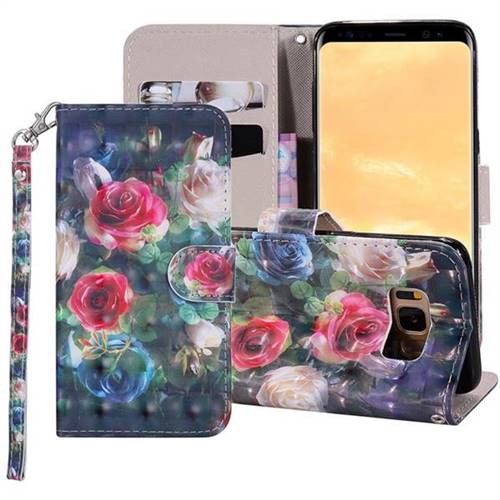Rose Flower 3D Painted Leather Phone Wallet Case Cover for Samsung Galaxy S8 Plus S8+